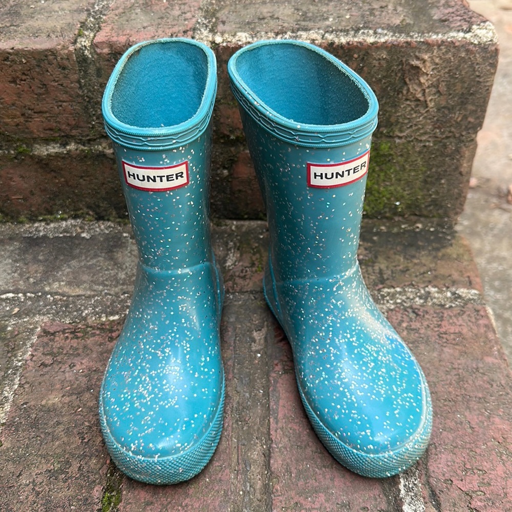 Hunter Teal Glitter Rainboots US 9B / 10G